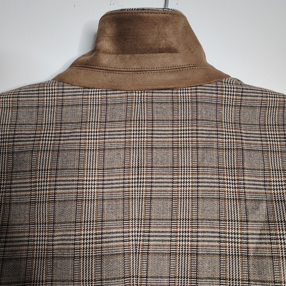 Tommy Hilfiger Brown Plaid Houndstooth Blazer Elbow Patch Academia Womens Size 6 - Picture 9 of 13